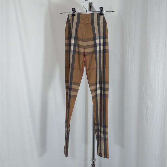 Burberry 'Madden' Brown Check Pattern Stretch Jersey Leggings Size XS - Picture 3 of 4